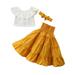 One Opening Toddler Kids Baby Girls Infant T-shirt Top Dress Headband Outfits