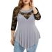 Avamo Womens Plus Size Blouse Tunic Scoop Neck Loose Casual Basic Tops Summer T-Shirts Swing Flowy Irregular Hem Floral Lace Shirts