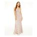 BCX Womens Beige Lace Floral Spaghetti Strap V Neck Full-Length Mermaid Formal Dress Size 9