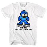 Mega Man Say Hello to My Little Friend Pixel Video Game Robot Adult T-Shirt White