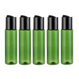 12PCS 30ML 1OZ Green Empty Plastic Bottle with Black Press Disk Top Cap Toner Lotion Makeup Water Essence Storage Holder Sample Jar Refillable Cosmetic Container for Travel Vacation Daily Life Us