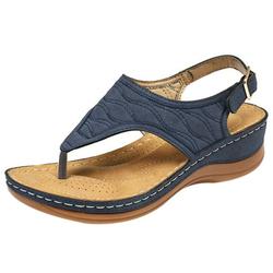 New Fashion Women Flip-Flops Sandals With Ankle Strap Embroidery Lightweight Soft Footbed Beach Casual Shoe