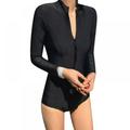 Saient Women Swimsuit Long-sleeved Zipper Triangle One-piece Ladies Sexy Slim Slimming Swimwear