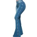 Women High Waist Mom Jeans Flare Denim Pants Bell Bottom Plus Size Wide Leg Skinny Jeans Boot Cut Jeans