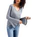 Lucky Brand Womens Flare Sleeve Casual Thermal Top