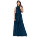 KOH KOH Long Sleeveless Bridesmaid Wedding Party Guest Summer Flowy Casual Brides Formal Evening Sexy Halter Neck Maxi Dress Gown For Women Blue Teal XXX-Large US 22-24 NT012