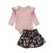 Seyurigaoka Newborn Baby Girl Long Sleeve Romper Jumpsuit Bodysuit Top +Floral Party Tutu Skirt