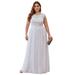 Ever-Pretty Women's Party Dress Long Plus Size Bridesmaid Dress for Wedding 06462 White US22