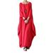 Boyfriend Oversized Cotton Linen Maxi Dress For Women Winter Long Sleeve Casual Loose Long Dress Plus Size Ladies Vintage Maxi Kaftan Gypsy Holiday Tunic Shirt Dress