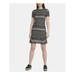 DKNY Womens Black Striped Short Sleeve Crew Neck Above The Knee Dress Size: S