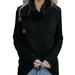 Womens Winter Long Sleeve Knit Sweater Polo Neck Oversized Chunky Tops Jumper Pullover
