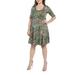 24Seven Comfort Apparel Lorna Green Paisley Plus Size Dress