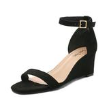 DREAM PAIRS Women's Fashion Ankle Strap Open Toe Sandals Platform Wedge Sandals INGRID-WEDGE BLACK Size 7.5