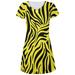 Zebra Print Yellow All Over Juniors V-Neck Dress