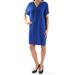 AMERICAN LIVING $79 Womens New 1052 Blue V Neck Short Sleeve Dress 2XS B+B