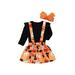 KidGioGio Toddler Kids Baby Girls Halloween Outfits Set Clothes Ruffle Tops Dress Headband