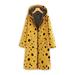 Daciye Dots Printed Women Hooded Coat Fleece Long Sleeve Outerwear (Yellow 4XL)