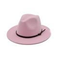 QunButy Hats for Men Women's Wool Felt Outback Hat Panama Hat Wide Brim Women Belt Buckle Fedora Hat