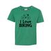 Inktastic I Love Biking Vintage Bike Fitness Child Short Sleeve T-Shirt Unisex Retro Heather Green S