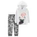 Carters Infant Boys Baby Outfit Pizza Dog Hoodie Shirt & Gray Camo Pants