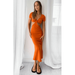 Women Knitted Dresses Cutout Bodycon Maxi Dress Spaghetti Strap Halter Dress
