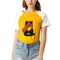 Allegra K Allegra K Women's Summer Casual Short Sleeve Cartoon Cat Print T-shirt