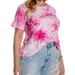 UKAP Women Short Sleeve T Shirt Plus Size Casual Loose Tops Tunic Crew Neck Summer Pullover Fashion Tie Dye Blouse