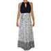 Vince Camuto Halter Maxi Long Belted Dress, Navy, 6