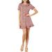 Allegra K Women's Ruffle Peter Pan Collar Casual Button Up Checkered Dress