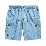 Ralph Lauren BLUE Boys Chambray Nautical Polo Prepster Shorts US 4/4T Boys