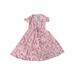 Sexy Dance Women Floral V-Neck Maxi Dress Ladies Summer Wrap Waist Lace Up Casual Ruffle Sun Dress Pink S(US 4-6)