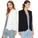 Fashion Cloak Cape Blazer Women Coat White Black Lapel Split Long Sleeve Pockets Solid Casual Suit Jacket Workwear