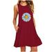 Lanhui Womens Pocket Daisy Printing Sleeveless A-Line Casual Nightdress Dresses