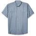 Huk Men's Tide Point Woven Fish Plaid Short Sleeve Shirt Button Down Performance Shirt with UPF 30+ Sun Protection , Milky Blue, Small