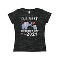 Inktastic Our 1st Mother's Day 2021 Cute Elephants Adult Women's T-Shirt Female Storm Camo L