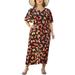 Avamo Womens Plus Size V-Neckline Dresses Chiffon Ruffle Sleeve Casual Midi Dress Boho Beach Party Dress Floral Maxi Dresses