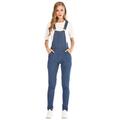 Women Denim Jumpsuit Dungarees Playsuit Distressed Ripped Jeans Straps Overalls Trousers Slim Fit Loose Sleeveless Solid Pockets Long Bib Pants