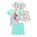 Disney Frozen 2 Anna and Elsa Girls Short Sleeve Tops and Shorts Pajamas, 4 Pc Set, Sizes 4-10
