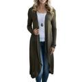 Open Front Solid Color Long Cardigan for Women Ladies Thin Kaftan Maxi Cover Up Casual Long Sleeve Thin Knitted Kimono Cardigans Outwear