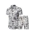 Avamo Men 2 Piece Outfit Short Sleeve Shirts and Shorts Summer Beach Set Lounge Activewear Casual Tracksuit Hawaiian Sweatsuit
