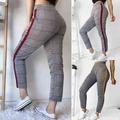 Womens Stretch Skinny Plaid Slim Jeggings High Waist Pencil Pants Trousers