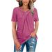 Women's Top Solid Color Collar Twisted Casual Short-Sleeved T-shirt