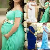 Multitrust Pregnant Women Cotton Gown Maxi Dress Wedding Party Prop Dresses Photography