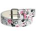 Heart Doodles White Leather Belt - Small