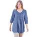 Woman Within Women's Plus Size Smocked Henley Trapeze Tunic