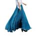 LA HIEBLA Women Candy Color Chiffon Pleated Long Maxi Dress Elastic Waist Skirt