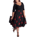 Floral Print Dress Plus Size 3/4 Sleeves Dress