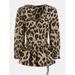 Women Shirt Leopard Print Ruffle Peplum Wrap Crop Tops Blouses