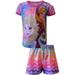 Disney Girls' Disney Frozen Elsa, Anna and Olaf Rainbow Stripe Shortie Pajama