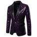 Binpure Men Long Sleeve Blazer Suit, Shiny Jacket Coat One Button Tuxedo